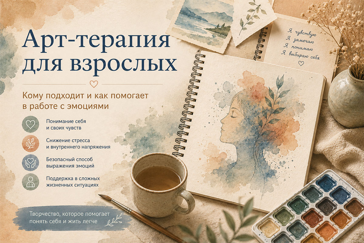 Арт-терапия для взрослых: работа с эмоциями, стрессом, внутренним напряжением и самопониманием