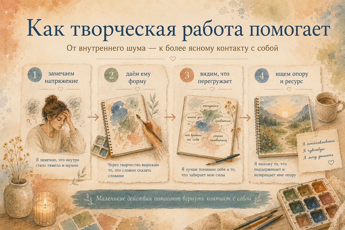 Как творческая работа помогает при стрессе через цвет, линию и образ