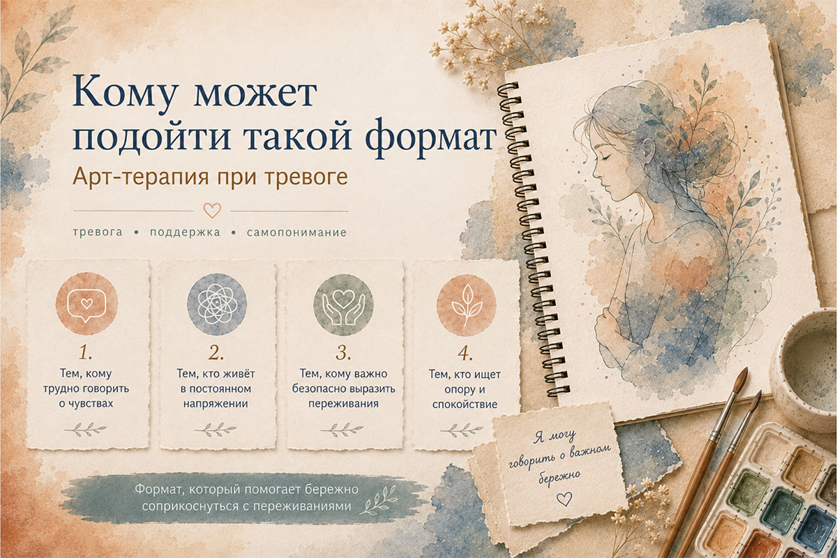 Кому подходит арт-терапия при тревоге: поддержка при внутреннем напряжении, тревожных мыслях и трудности говорить о чувствах
