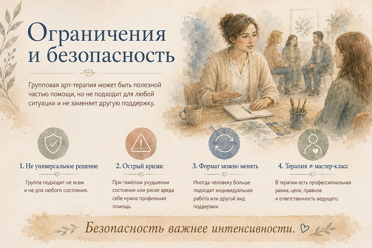 Ограничения и безопасность групповой арт-терапии — когда нужен другой формат помощи