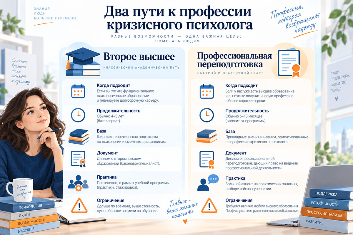 Второе высшее или профессиональная переподготовка для кризисного психолога