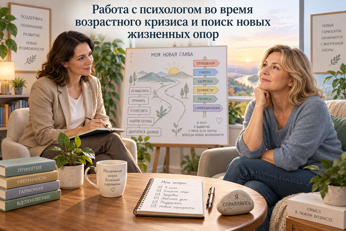 Работа с психологом во время возрастного кризиса и поиск новых жизненных опор
