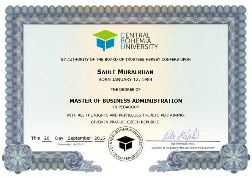 Европейский диплом «Master of Business Administration»